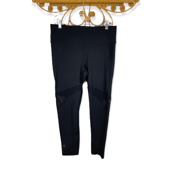 Athleta Stealth Mesh crop Tight Black Pocket L - Picture 2 of 8